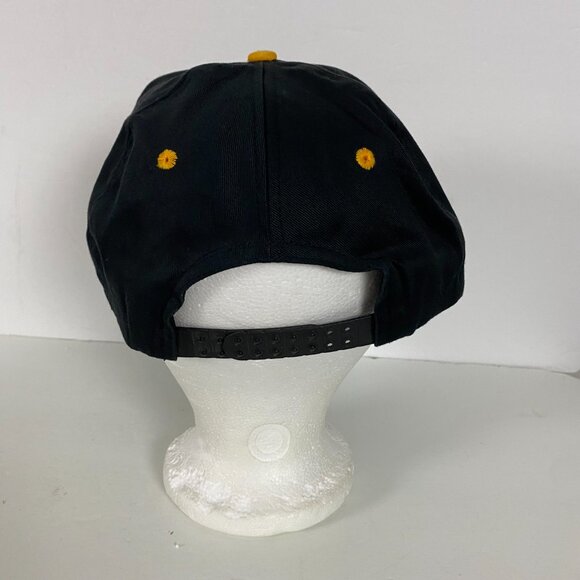 Vintage CAT Caterpillar Patch Snapback Hat Taiwan Black Yellow Cotton - Picture 4 of 8